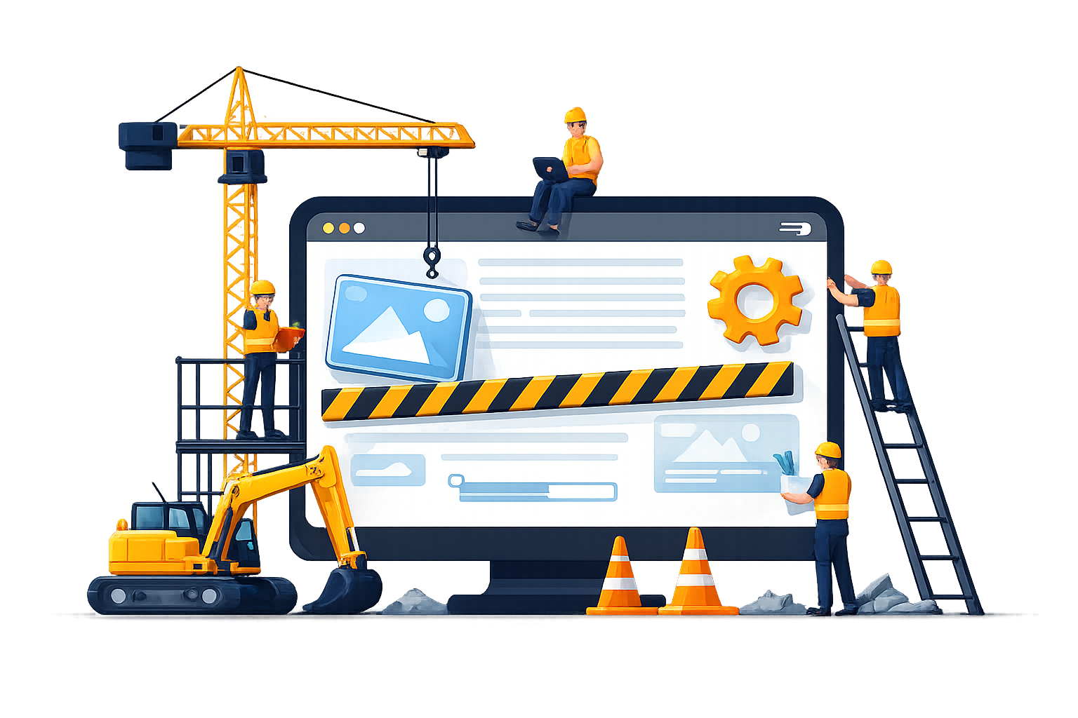 Ilustración de sitio en construcción